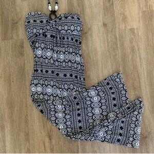 Charlie Paige Black and White Tribal Halter Maxi Dress